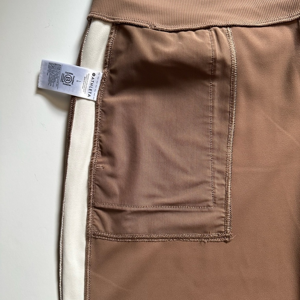 Athleta Brown and White Joggers with Sporty Stripes Size L - Picture 13 of 15